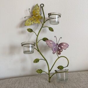 🪞 NEW Butterfly hanging votive decorative candle holder metal wall home decor